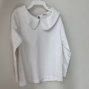 Zara White Long Sleeve Kids Tee with Peter Pan Collar